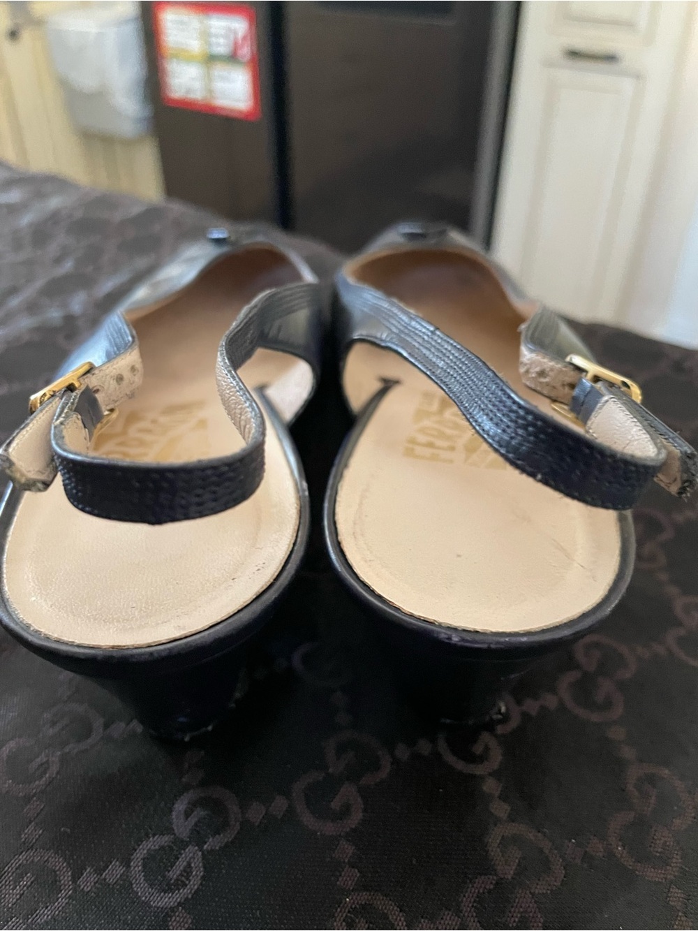 Salvatore Ferragamo Black Leather Slingback Mules - Picture 6 of 7